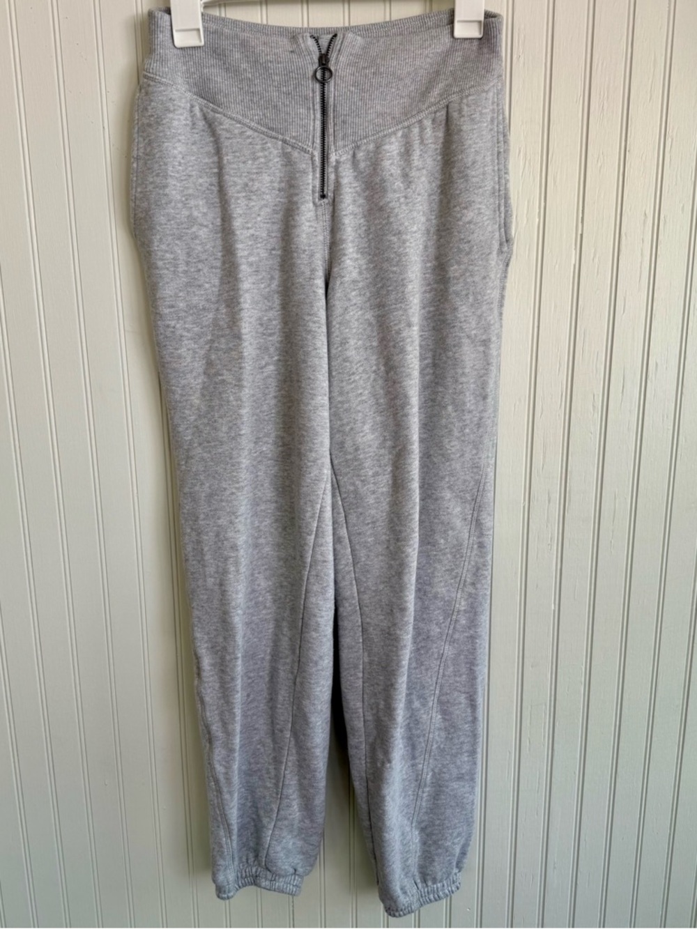 aerie Light Gray Jogger Pants Size Small with Front Zip - Picture 2 of 5